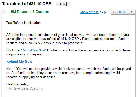 HMRC spam email